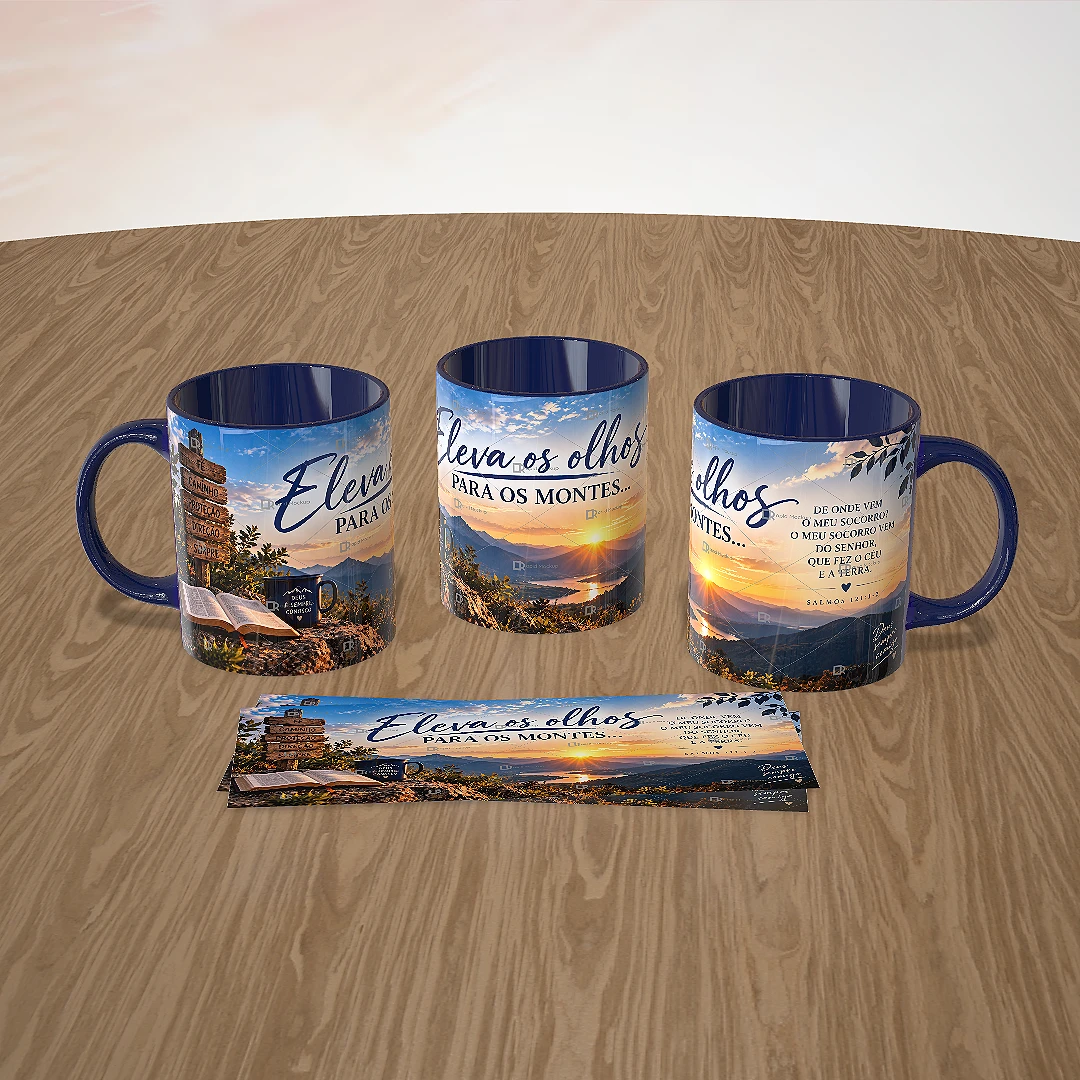 Caneca eleva os olhos para o monte